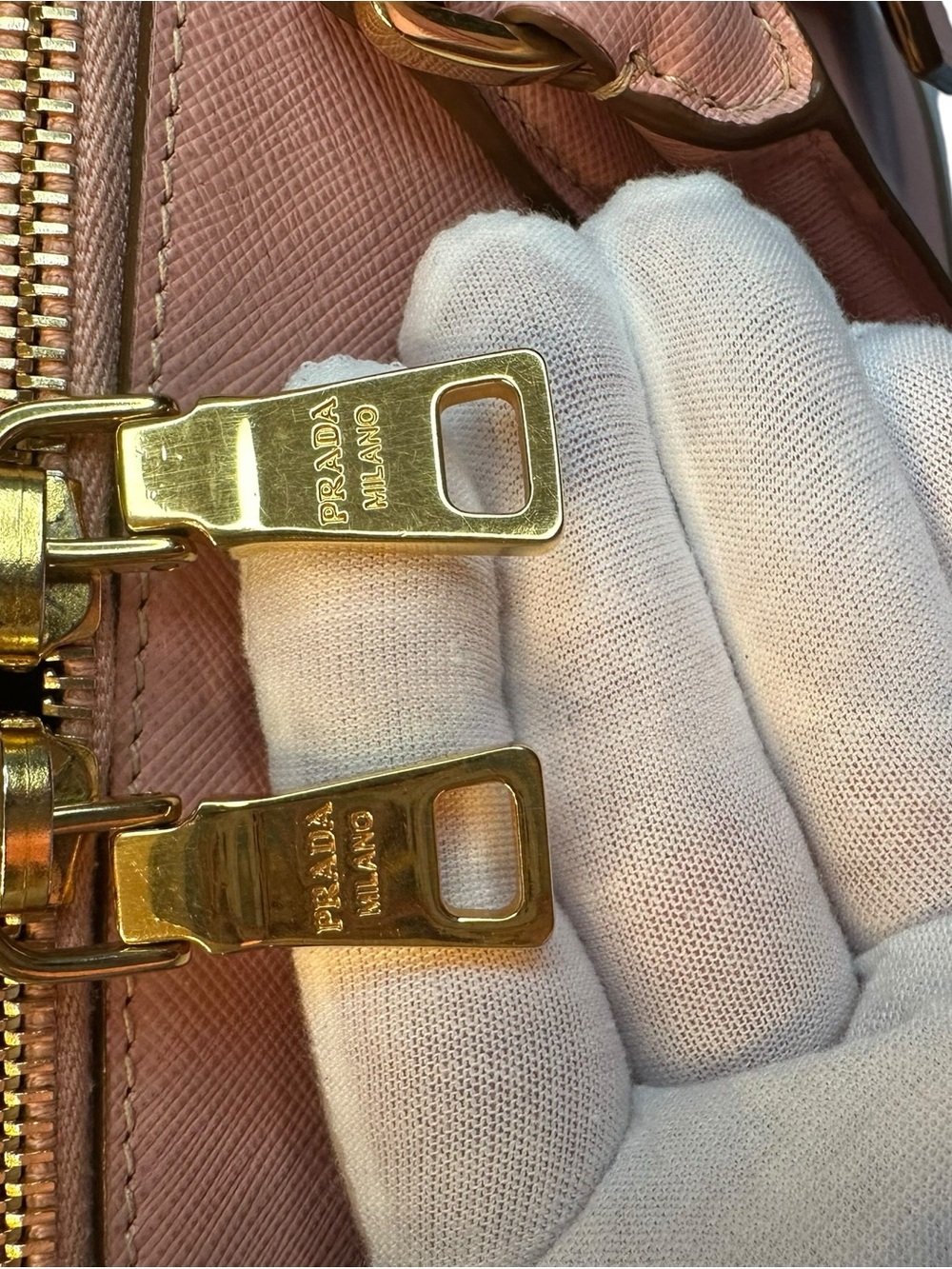 Prada Saffiano Leather Promenade Bag in Pink and Cream (Medium) - Picture 7 of 10